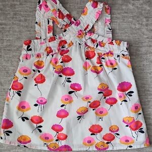 Janie and Jack Floral Top with Pink and Orange Accents